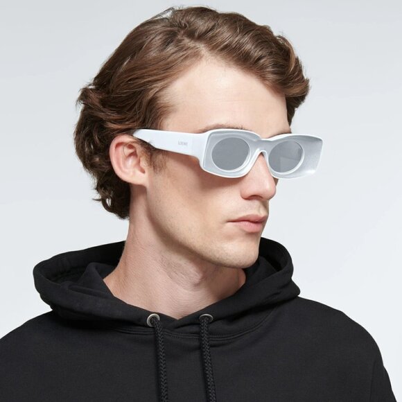 Loewe Women Sunglasses White Grey Silver Mirror Rectangle LW40033I 21C BRAND NEW - Picture 11 of 12